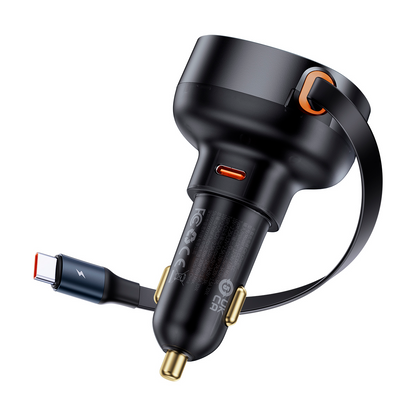 BASEUS Cargador de Auto con Cable Retráctil Tipo C de 60W